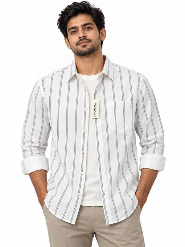 White_Striped_Casual_Shirt_For_Men