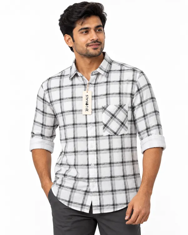 White_Checkered_Casual_Shirt_For_Men