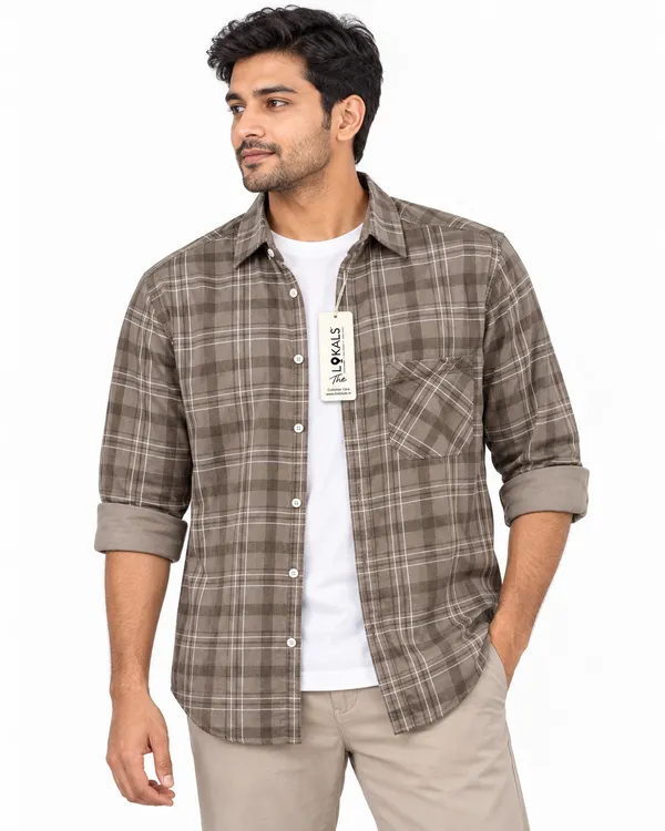 Brown_Plaid_Casual_Shirt_For_Men