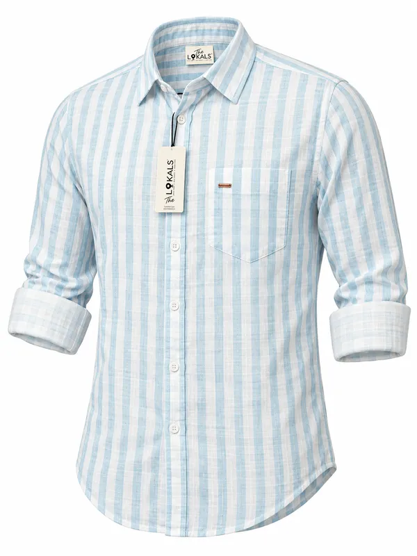 White_Blue_Striped_Casual_Shirt_For_Men