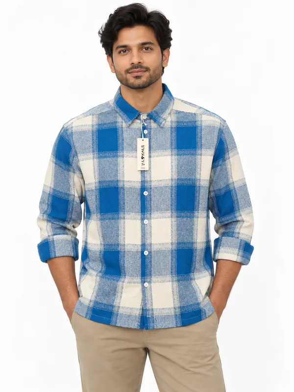 Blue_Checkered_Full_Sleeve_Shirt_For_Men