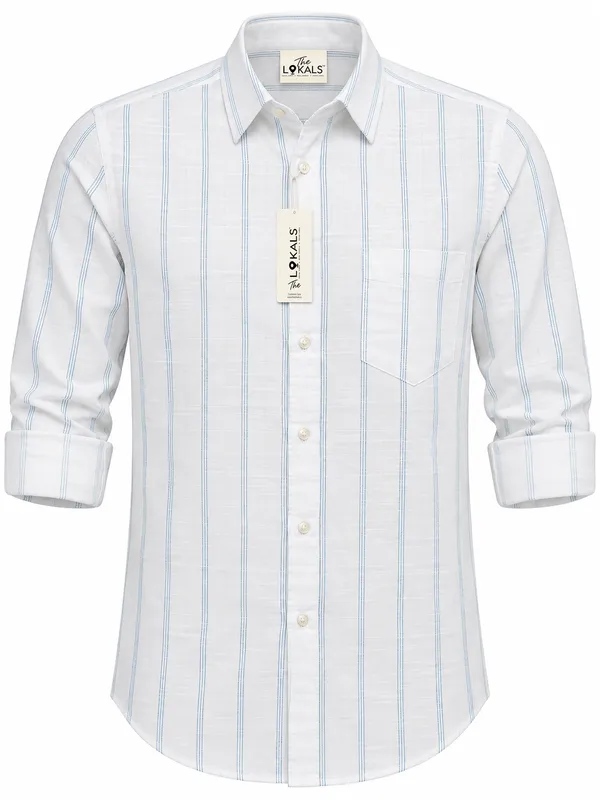 White_Striped_Regular_Fit_Shirt_For_Men