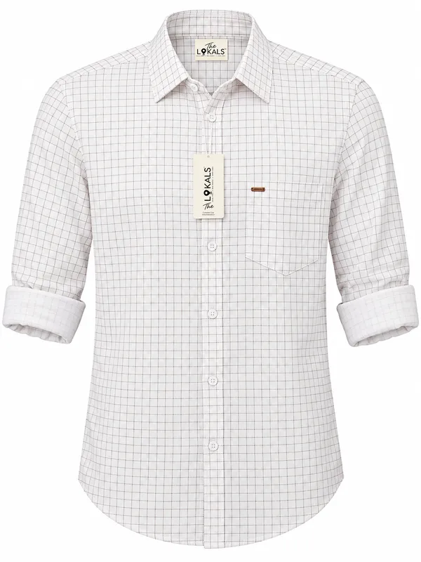 White_Checked_Casual_Shirt_For_Men