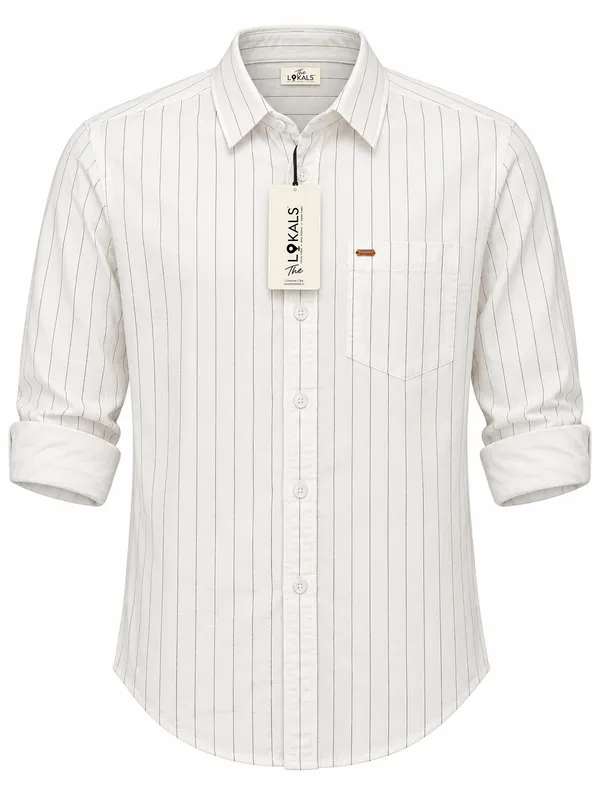 White_Striped_Casual_Fit_Shirt_For_Men