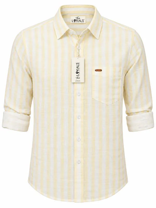Cream_Striped_Casual_Shirt_For_Men