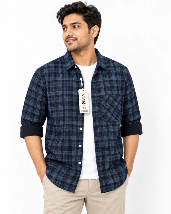 Navy_Check_Full_Sleeve_Shirt_For_Men