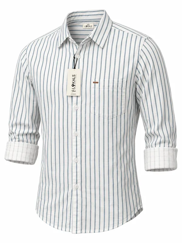 White_Striped_Regular_Fit_Shirt_For_Men
