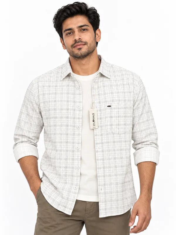 White_Checked_Regular_Fit_Shirt_For_Men