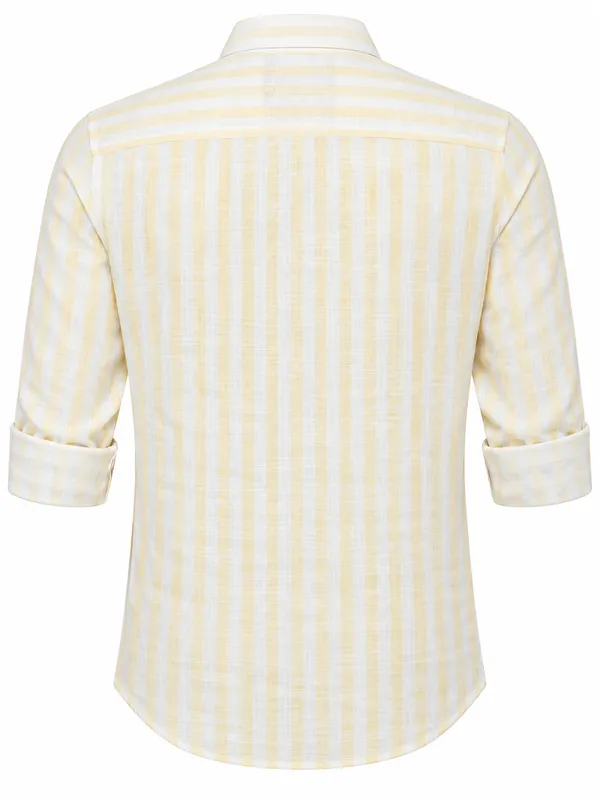 Cream_Striped_Casual_Shirt_For_Men