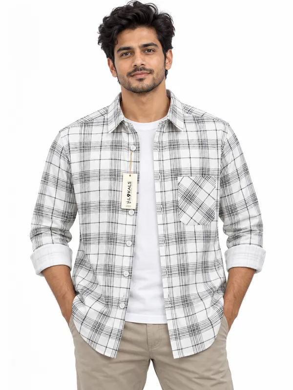 White_Plaid_Casual_Shirt_For_Men