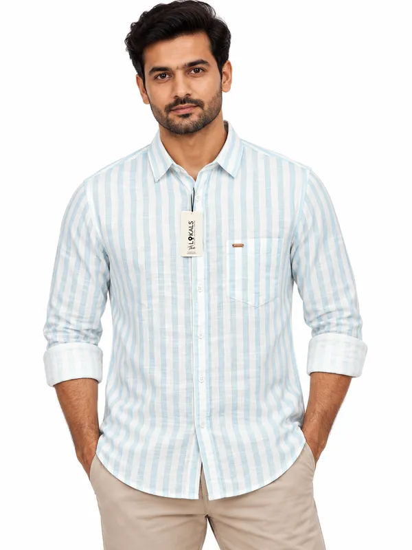 White_Blue_Striped_Casual_Shirt_For_Men