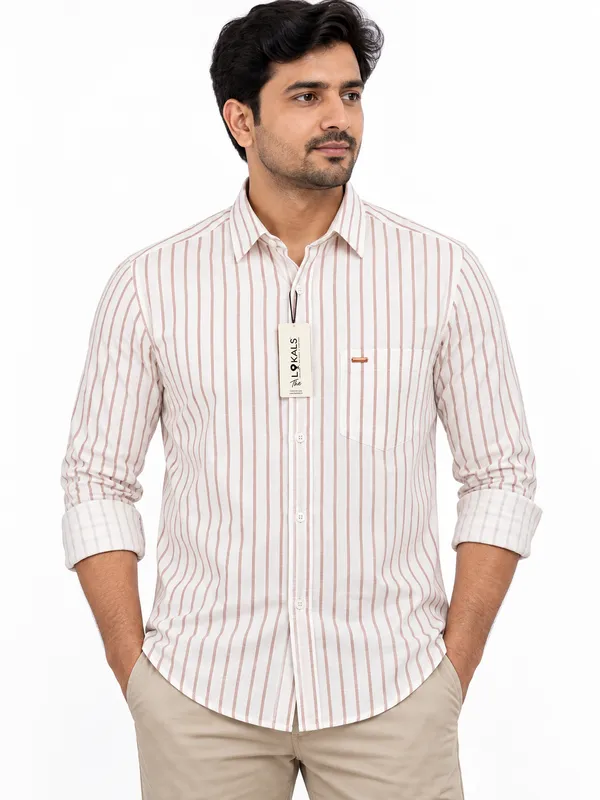 White_Striped_Regular_Fit_Shirt_For_Men