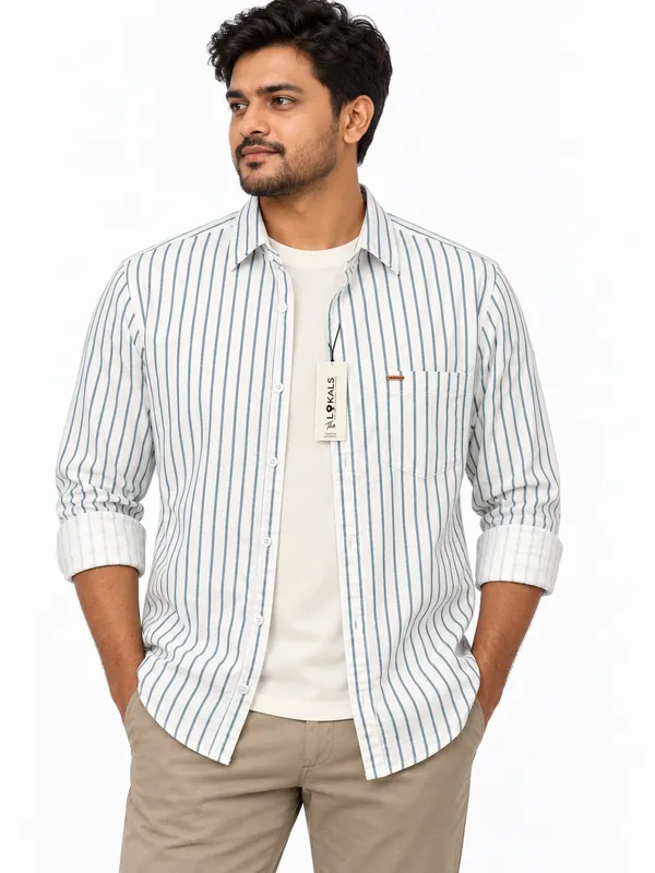 White_Striped_Regular_Fit_Shirt_For_Men