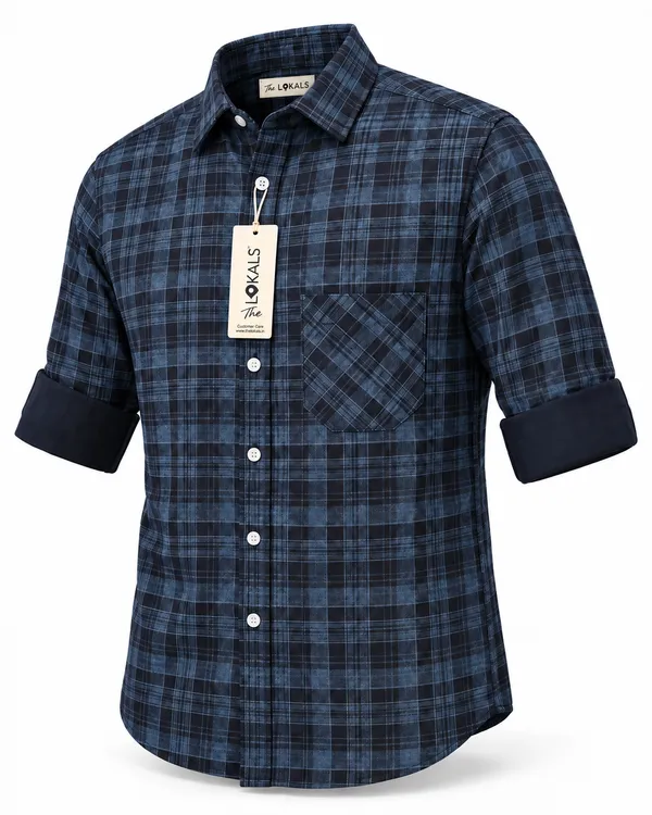 Navy_Check_Full_Sleeve_Shirt_For_Men