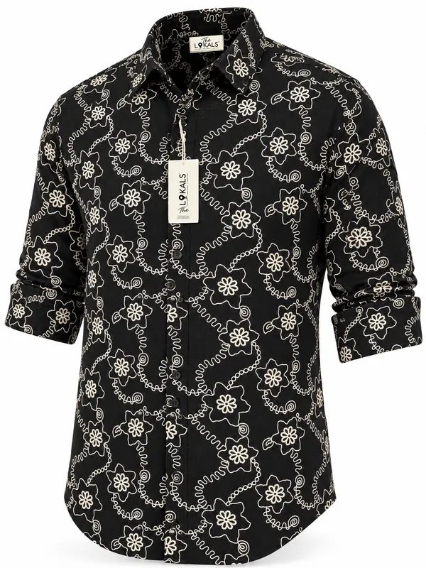 Black_Floral_Print_Shirt_For_Men