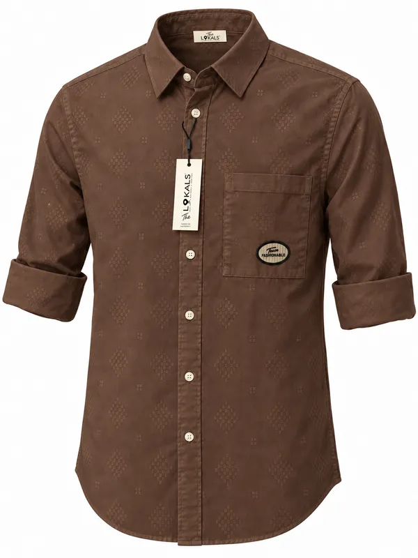 Brown_Patterned_Casual_Shirt_For_Men