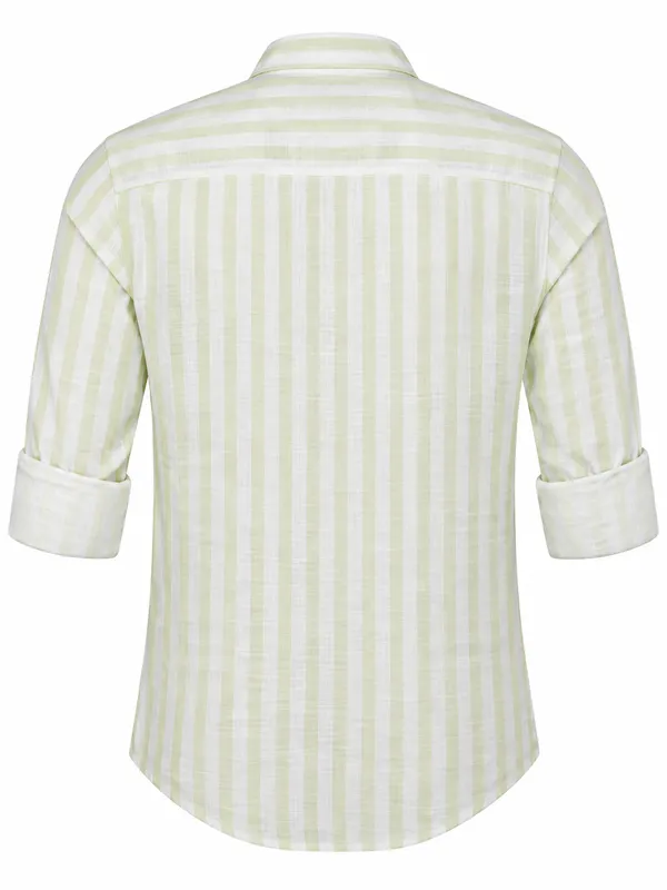 Light_Green_Striped_Regular_Fit_Shirt_For_Men