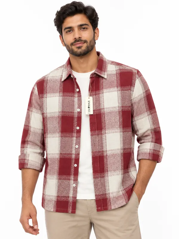 Maroon_Checked_Casual_Shirt_For_Men