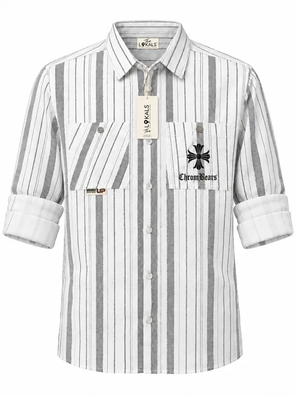 White_Striped_Regular_Fit_Shirt_For_Men
