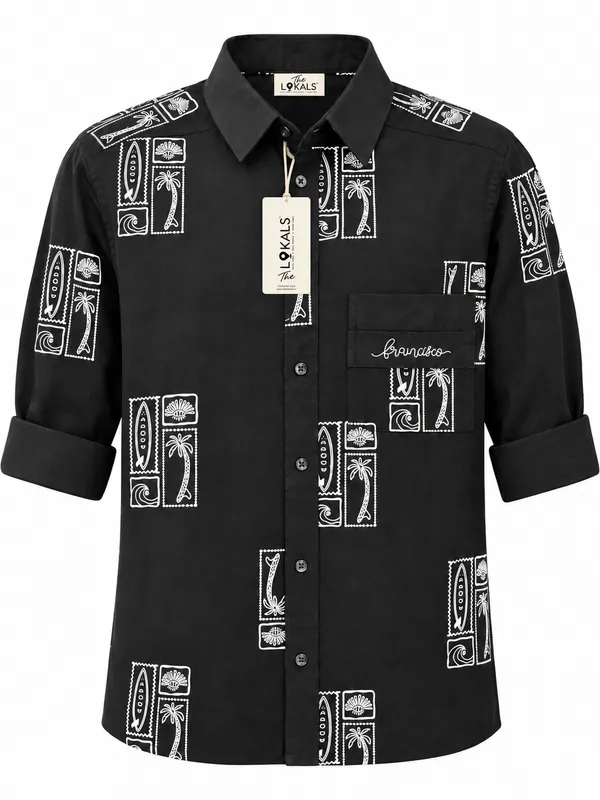 Black_Printed_Button-Down_Shirt_For_Men