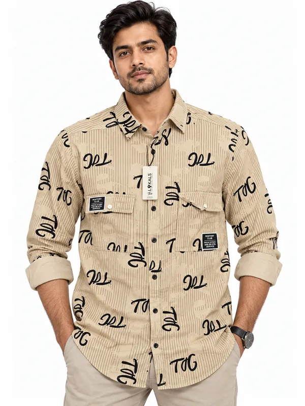 Beige_Printed_Full_Sleeve_Casual_Shirt_For_Men