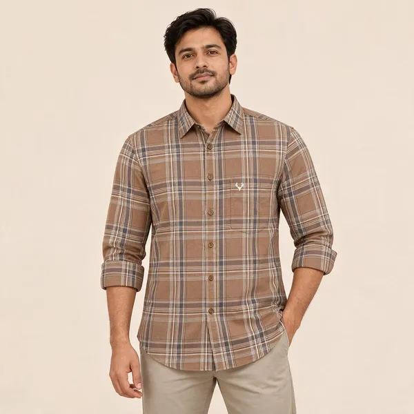 Brown_Plaid_Casual_Shirt_For_Men