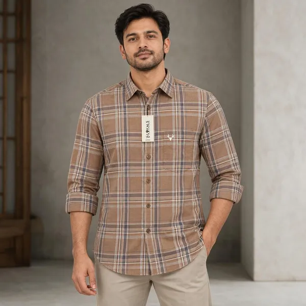 Brown_Plaid_Casual_Shirt_For_Men