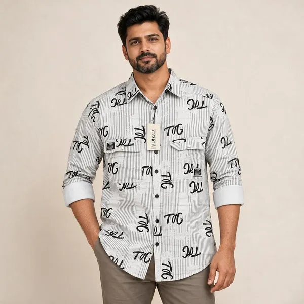 White_Printed_Casual_Shirt_For_Men
