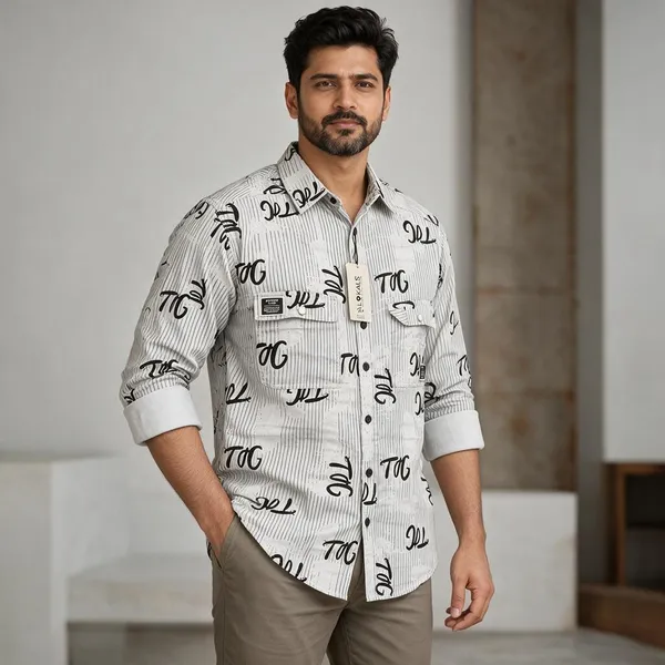 White_Printed_Casual_Shirt_For_Men