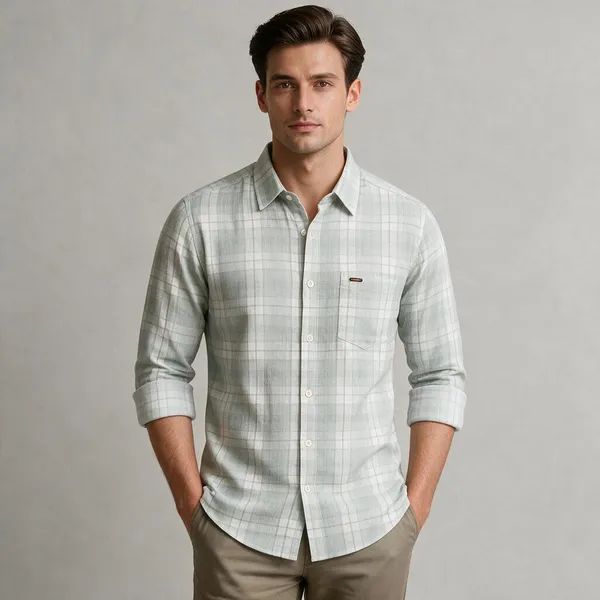 Light_Grey_Check_Casual_Shirt_For_Men
