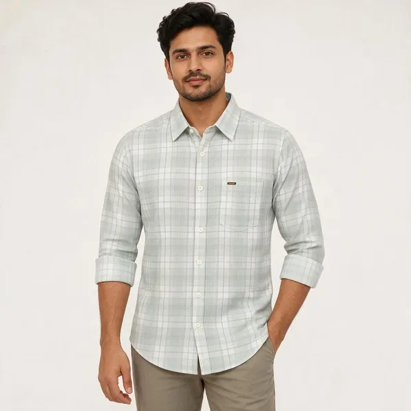 Light_Grey_Check_Casual_Shirt_For_Men