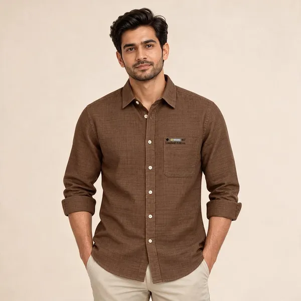 Brown_Textured_Casual_Shirt_For_Men