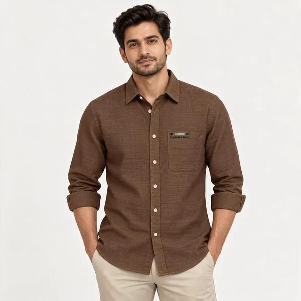 Brown_Textured_Casual_Shirt_For_Men