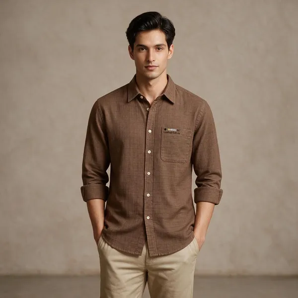 Brown_Textured_Casual_Shirt_For_Men