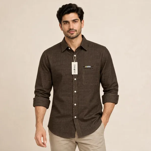 Brown_Textured_Casual_Shirt_For_Men
