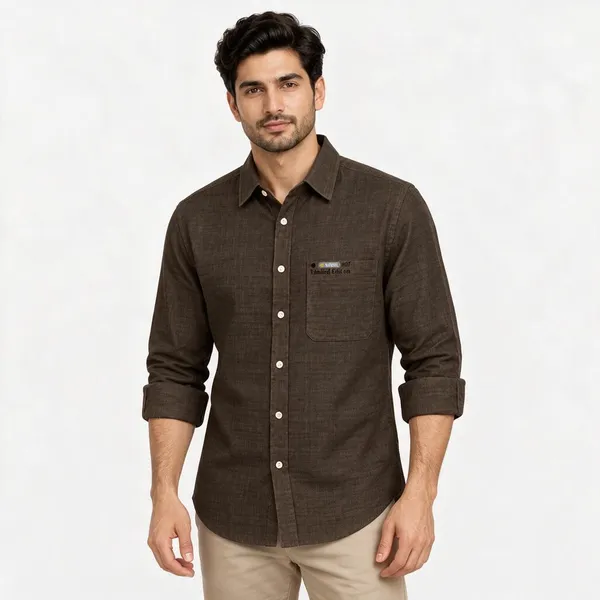 Brown_Textured_Casual_Shirt_For_Men