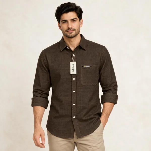 Brown_Textured_Casual_Shirt_For_Men