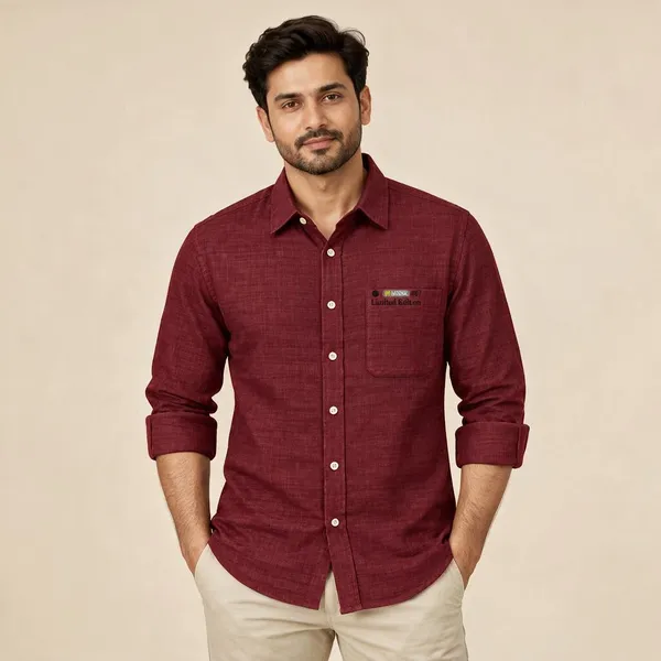 Maroon_Textured_Casual_Shirt_For_Men