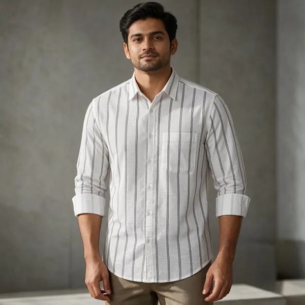 White_Striped_Casual_Shirt_For_Men