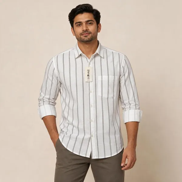 White_Striped_Casual_Shirt_For_Men