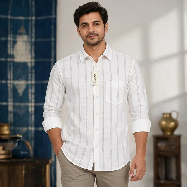 White_Striped_Casual_Shirt_For_Men