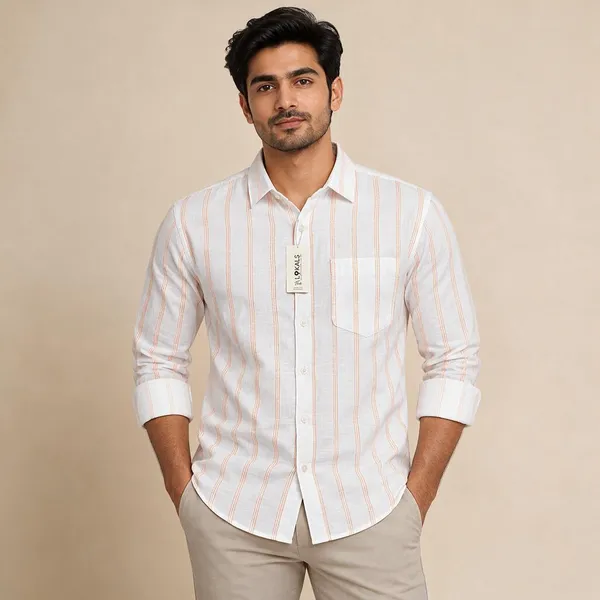 White_Cotton_Linen_Regular_Fit_Striped_Shirt_For_Men