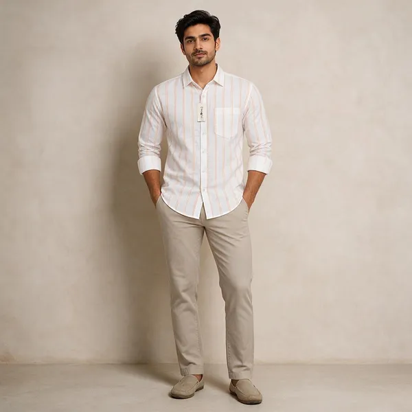White_Cotton_Linen_Regular_Fit_Striped_Shirt_For_Men