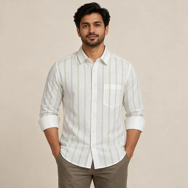 White_Striped_Full_Sleeve_Shirt_For_Men