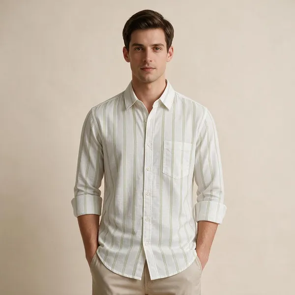 White_Striped_Full_Sleeve_Shirt_For_Men