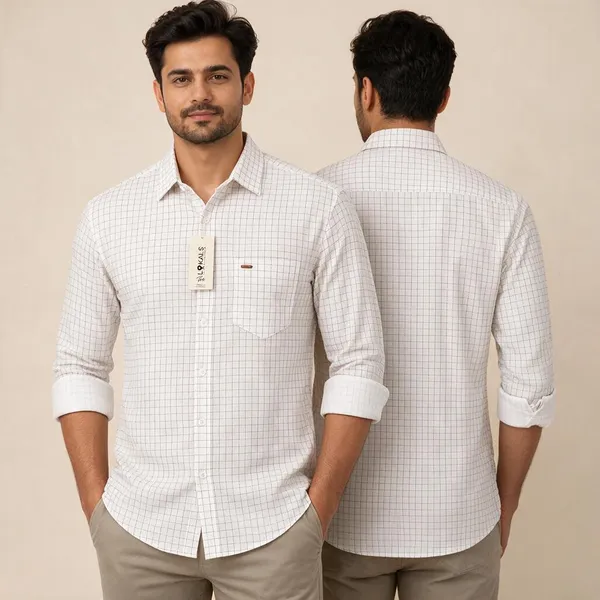 White_Checked_Casual_Shirt_For_Men