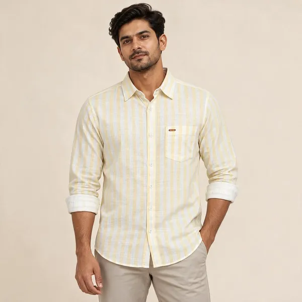 Cream_Striped_Casual_Shirt_For_Men
