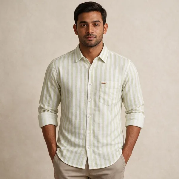 Light_Green_Striped_Regular_Fit_Shirt_For_Men