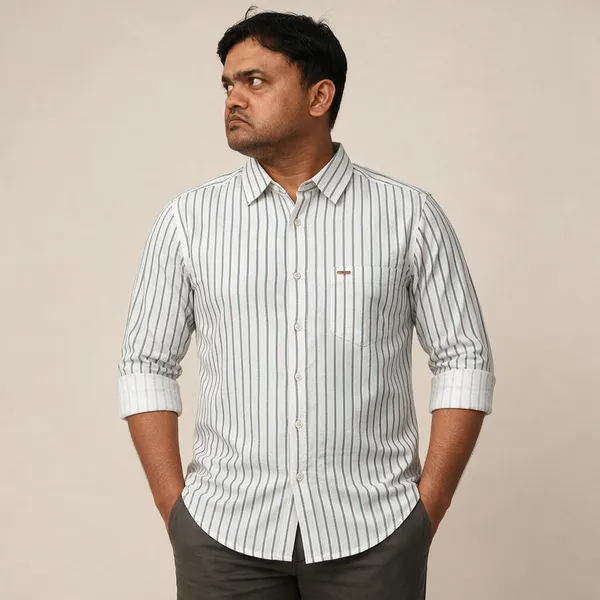 White_Striped_Regular_Fit_Shirt_For_Men