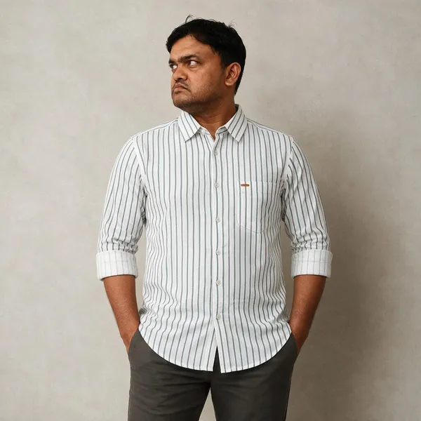 White_Striped_Regular_Fit_Shirt_For_Men